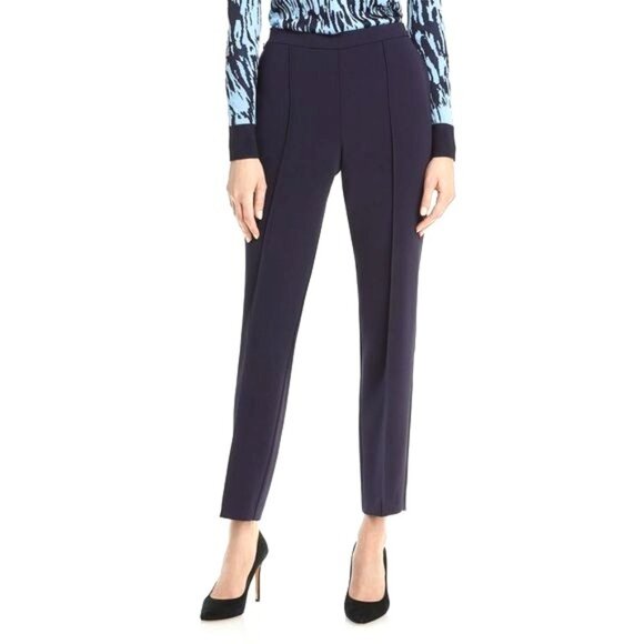 Hugo Boss Tahwena Womens Navy Blue Slim Fit Trousers Pull-On Dress Pants Size 8 - Picture 16 of 16